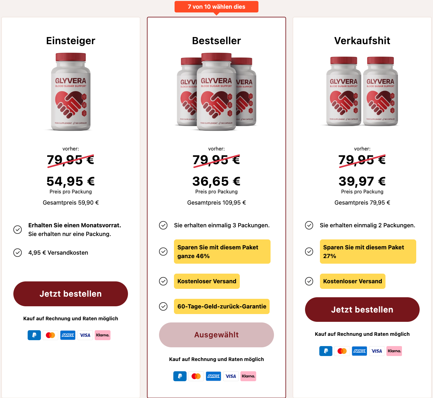 Glyvera Preise und Pakete für DE AT CH
